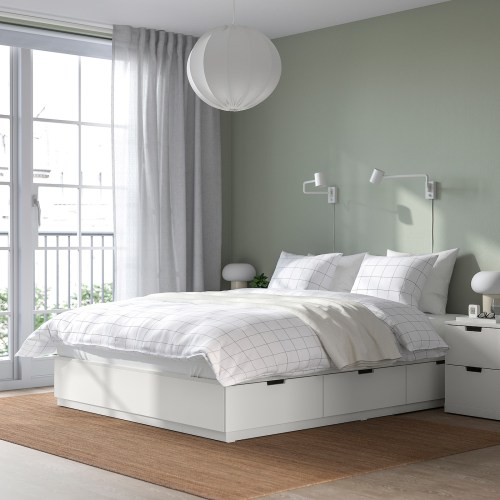 IKEA NORDLI Storage Bed Frame 180x202cm White Bedroom Urban